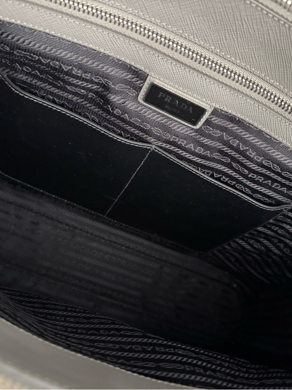Prada Galleria |  Silver-Gray Saffiano Leather Structured Satchel - Picture 10 of 13